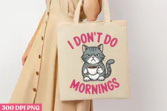 I Don't Do Mornings PNG, Funny Cat Sublimation PNG Product Image 1