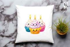 Cute Candle Cupcakes Clipart Sublimation PNG Product Image 3