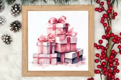 Pink Christmas gifts clipart sublimation, Christmas PNG Product Image 3