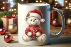 Watercolor Christmas Santa Bear Xmas Clipart Product Image 3