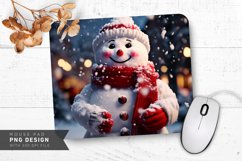 Snowman with Red Scarf and Mittens Mouse Pad PNG Product Image 1