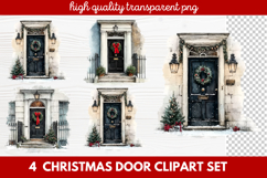 4 Christmas Door Clipart Set | Festive Holiday Front Door Product Image 1