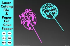 Cake toppers svg for baby gender reveal - Paper & laser cut Product Image 2
