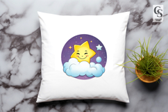 Cute Moon Star Cloud Scene Clipart Sublimation Png Product Image 3