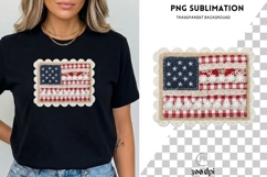 Patriotic Patchwork Flag PNG, Floral USA Flag Clipart Product Image 3
