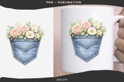 Denim pocket flowers png design for T-shirts Product Image 3