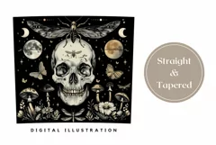 Gothic Tumbler Wrap Design, Vintage Skull Tumbler Design Product Image 3