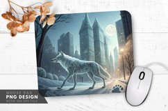 Spectral Wolf in a Frozen City of Glass Mouse Pad PNG Design Product Image 1