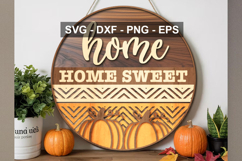 Home Sweet Home Door Sign SVG | Farmhouse Round Sign Product Image 3