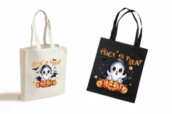 Trick or Treat, Halloween Lettering PNG, Ghost and Pumpkin Product Image 3