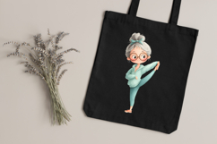 Funny Grandma Fitness Characters Clipart PNG | 30 Designs Product Image 3