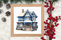 Watercolor Christmas houses clipart, Christmas Clipart Product Image 3