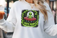 I hate people PNG, Funny UFO Alien Sublimation PNG Product Image 1
