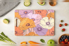 Pastel Blooming Flowers Cutting Boards sublimation Designs Product Image 3