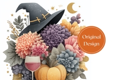 Floral Halloween Hat Tumbler, Floral Pumpkins Tumbler Product Image 3