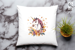 Watercolor Unicorn Floral Clipart Sublimation PNG Product Image 3