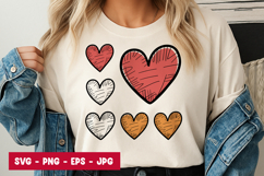 Stacked Hand Drawn Hearts Romantic Design SVG PNG Product Image 1