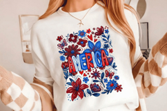America Patriotic flowers PNG T-Shirt|4th of July PNG Sublim Product Image 7