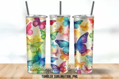 Colorful Butterfly Tumbler Wrap Sublimation Designs Product Image 3