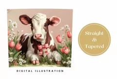 Cute Cow Tumbler Design, Tulips Tumbler Sublimation Product Image 3