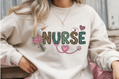 Nurse PNG Leopard Floral Stethoscope Design, Nurse Sublimat Product Image 3