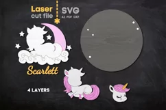 Unicorn Baby Name Sign SVG Laser cut file for Glowforge Product Image 3