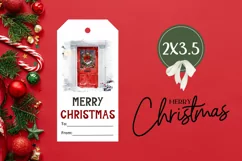 Cozy Christmas Door Gift Tag, Watercolor Winter Gift Tag PNG Product Image 3