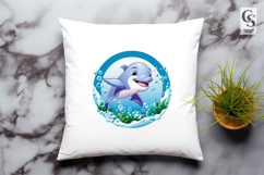 Cute Cartoon Dolphin Splash Clipart Sublimation PNG Product Image 3