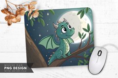 Moonlit Dragon Perched in a Tree Mouse Pad PNG Design Product Image 1