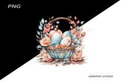 Easter Clipart, Easter Egg Basket Clipart, Easter Bunny Png Product Image 1