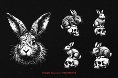 10 Bundle Dark Art Rabbit Skull Bunny Horror Gothic Tattoo Product Image 5