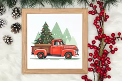 Red Christmas Truck Sublimation Clipart, Christmas PNG Product Image 3
