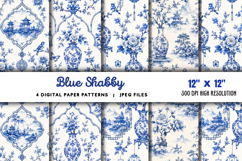 Blue Shabby Chic Chinoiserie Junk Journal JPG Product Image 1