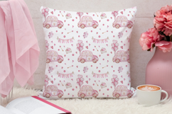 Pink Car with Balloons Seamless Pattern, Valentines paper Product Image 3