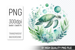 Summer Turtle Clipart PNG Bundle, High Quality PNG Files Product Image 4