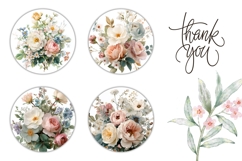 Watercolor Flowers Round Earring, Roses Earring Print Product Image 3