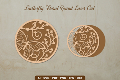 Butterfly Floral Round Laser Cut Product Image 1