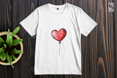 Hand Drawn Heart Balloon Illustration Clipart Sublimation PN Product Image 2