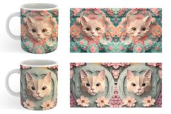 3D Cat and Flowers Mug Wrap | Sublimation Coffee Cup Product Image 6