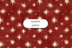 Vintage Cream Stars on Red Distressed Seamless Pattern Product Image 1