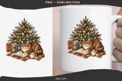 Christmas bookish cat png design for T-shirts Product Image 3