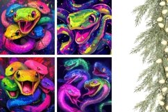 Neon Snakes Pillowcase, Cartoon Snake Pillow Case Product Image 3