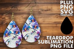 Flower Patterned Teardrop Earring Design - Sublimation Product Image 1