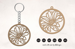 Floral Round Keychain Laser Cut SVG Product Image 1