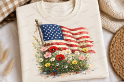 American Flag Wildflower SVG PNG Patriotic USA Floral Indepe Product Image 3