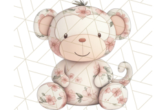 Pink Floral Stuffed Animal Clipart PNG, Cute Stuffed Animals Product Image 3