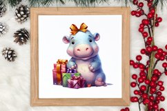 Cute Christmas Hippo Sublimation Clipart, Christmas Clipart Product Image 3