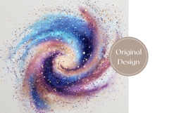 Watercolor Space Tumbler Design, Glitter Tumbler Template Product Image 3
