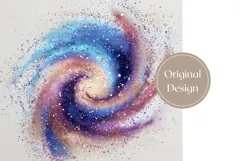 Watercolor Space Tumbler Design, Glitter Tumbler Template Product Image 3