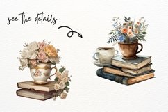 Watercolor Cups and Flowers, Vintage Cup Product Image 3